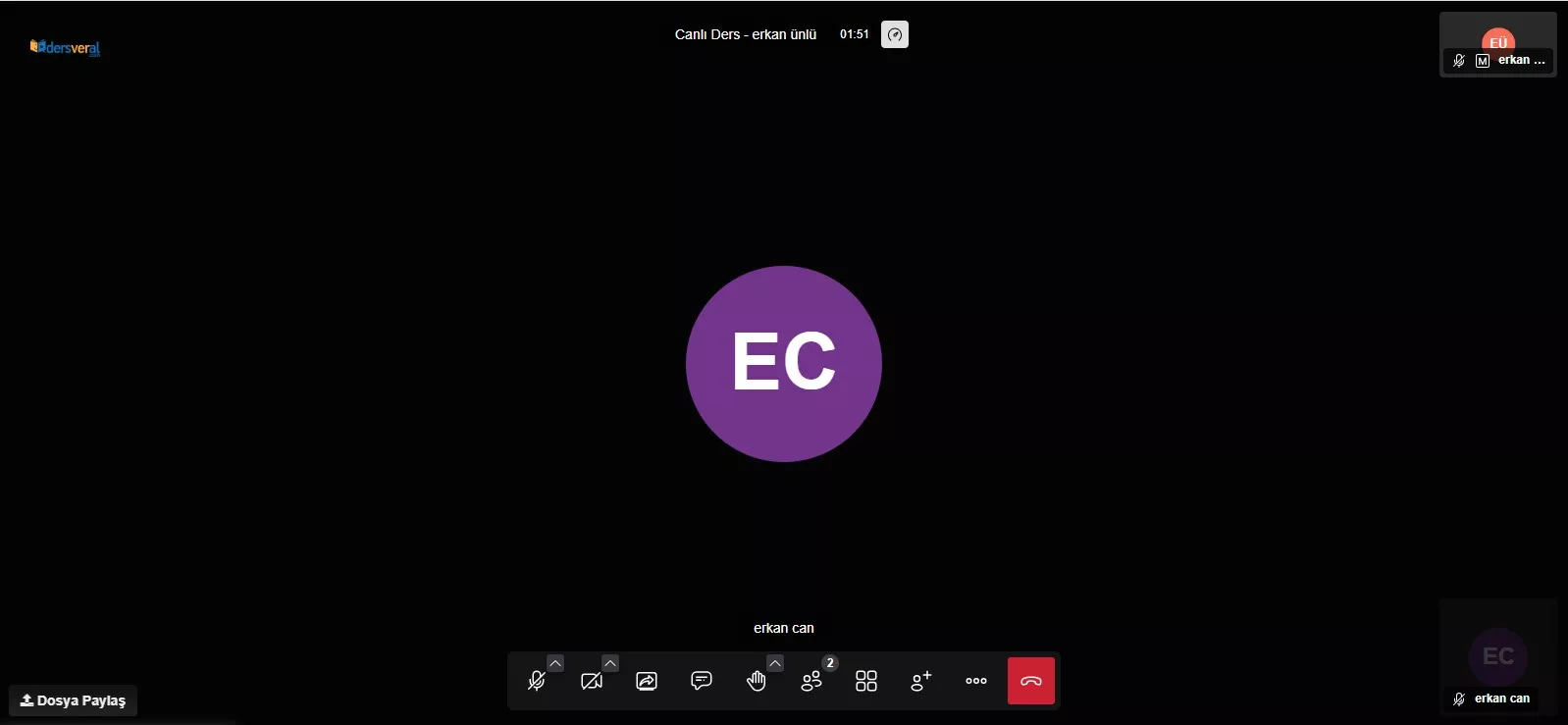 Canlı Ders Arayüzü