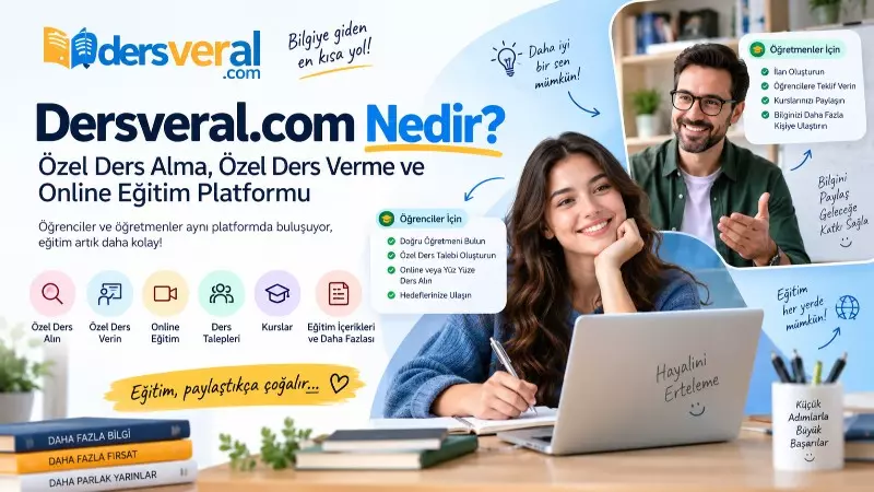 Dersveral.com Nedir? Özel Ders Alma, Özel Ders Verme ve Online Eğitim Platformu Yazı Görseli