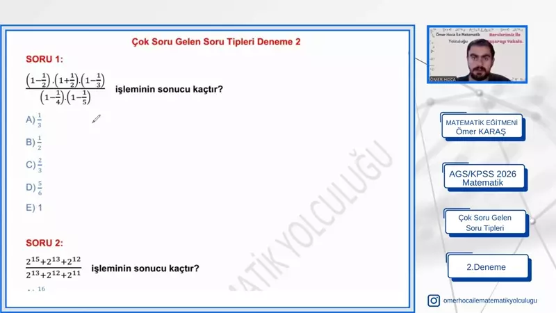 AGS/KPSS 2026 Sayısal Yetenek/ Çok Soru Gelen Soru Tipleri/2. Deneme Video Resmi